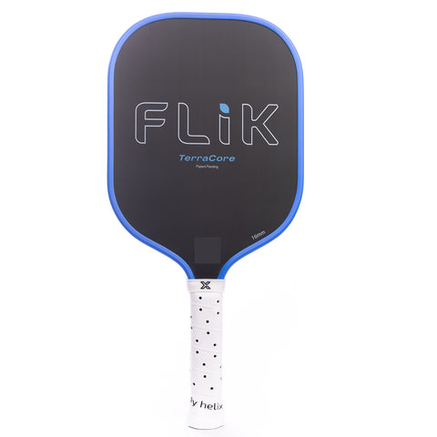 Pickleball paddle with 'Flik' branding on a white background