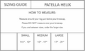 sizing chart for Body Helix patella band for knee pain support