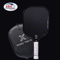Body Helix pickleball paddle with black cover and USA Pickleball Approved logo on a black background